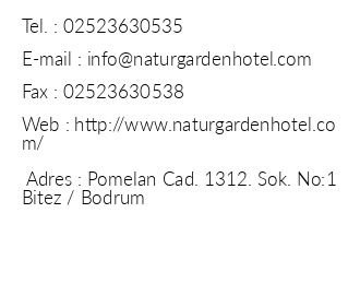 Natur Garden Hotel iletiim bilgileri